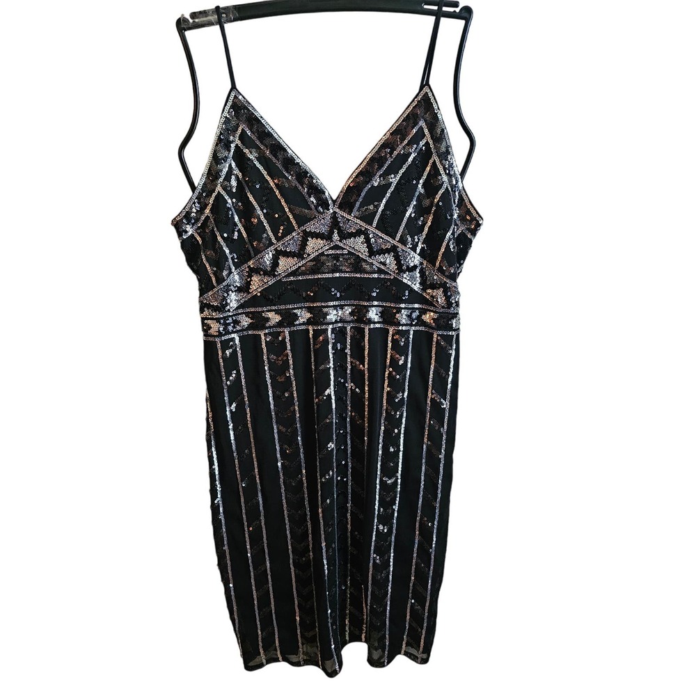 Express Dress Womens Size XL Black Silver Sequins